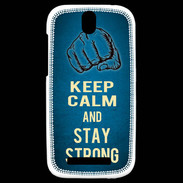 Coque HTC One SV Keep Calm and Stay strong Bleu