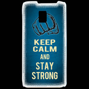 Coque LG P990 Keep Calm and Stay strong Bleu