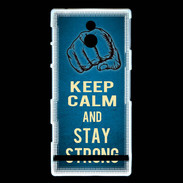 Coque Sony Xperia P Keep Calm and Stay strong Bleu