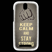 Coque HTC One SV Keep Calm and Stay strong Gris