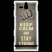 Coque Sony Xperia U Keep Calm and Stay strong Gris