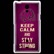 Coque Sony Xperia T Keep Calm and Stay strong Rose