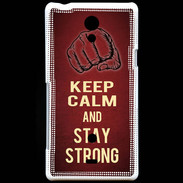 Coque Sony Xperia T Keep Calm and Stay strong Rouge