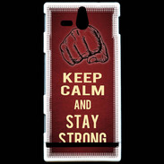 Coque Sony Xperia U Keep Calm and Stay strong Rouge