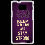 Coque Samsung Galaxy S2 Keep Calm and Stay strong Violet