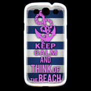 Coque Samsung Galaxy S3 Keep Calm and Think Beach Bleu