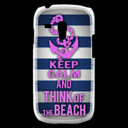 Coque Samsung Galaxy S3 Mini Keep Calm and Think Beach Bleu