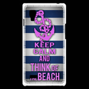 Coque LG Optimus L9 Keep Calm and Think Beach Bleu