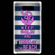 Coque LG Optimus L7 Keep Calm and Think Beach Bleu
