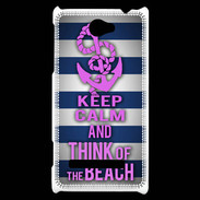 Coque HTC Windows Phone 8S Keep Calm and Think Beach Bleu
