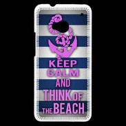 Coque HTC One Keep Calm and Think Beach Bleu
