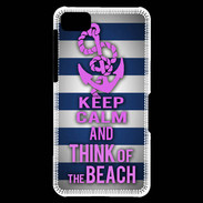 Coque Blackberry Z10 Keep Calm and Think Beach Bleu