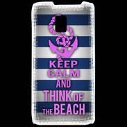 Coque LG P990 Keep Calm and Think Beach Bleu