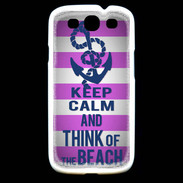Coque Samsung Galaxy S3 Keep Calm and Think Beach Rose