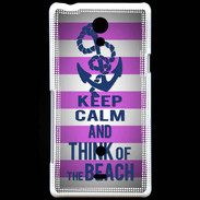 Coque Sony Xperia T Keep Calm and Think Beach Rose