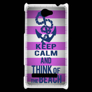 Coque HTC Windows Phone 8S Keep Calm and Think Beach Rose