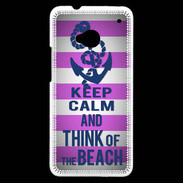 Coque HTC One Keep Calm and Think Beach Rose
