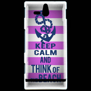 Coque Sony Xperia U Keep Calm and Think Beach Rose