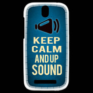 Coque HTC One SV Keep Calm and Up Sound Bleu