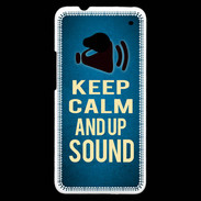 Coque HTC One Keep Calm and Up Sound Bleu
