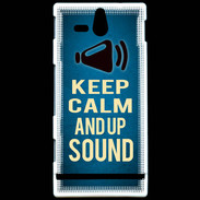 Coque Sony Xperia U Keep Calm and Up Sound Bleu