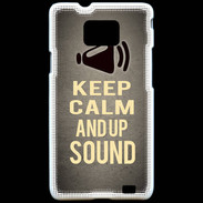 Coque Samsung Galaxy S2 Keep Calm and Up Sound Gris