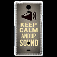Coque Sony Xperia T Keep Calm and Up Sound Gris