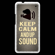 Coque HTC One Keep Calm and Up Sound Gris