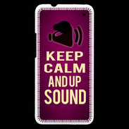 Coque HTC One Keep Calm and Up Sound Rose