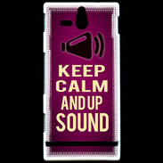 Coque Sony Xperia U Keep Calm and Up Sound Rose