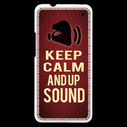 Coque HTC One Keep Calm and Up Sound Rouge
