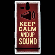 Coque Sony Xperia U Keep Calm and Up Sound Rouge
