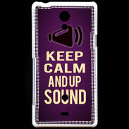 Coque Sony Xperia T Keep Calm and Up Sound Violet