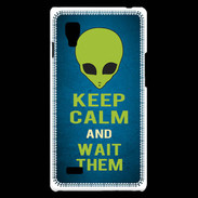 Coque LG Optimus L9 Keep Calm and Wait Alien Bleu