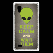 Coque LG Optimus L9 Keep Calm and Wait Alien Gris