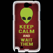 Coque Samsung Galaxy Note 2 Keep Calm and Wait Alien Rouge