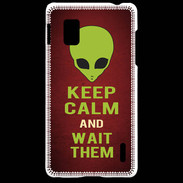 Coque LG Optimus G Keep Calm and Wait Alien Rouge