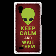Coque LG Optimus L9 Keep Calm and Wait Alien Rouge