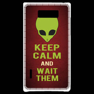Coque LG Optimus L7 Keep Calm and Wait Alien Rouge