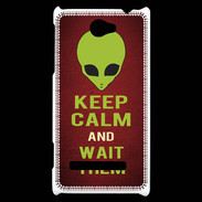 Coque HTC Windows Phone 8S Keep Calm and Wait Alien Rouge