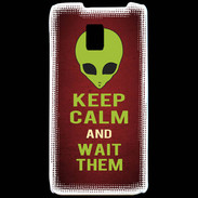 Coque LG P990 Keep Calm and Wait Alien Rouge