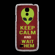 Coque Samsung Galaxy S4mini Keep Calm and Wait Alien Rouge
