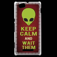 Coque Sony Xperia M Keep Calm and Wait Alien Rouge