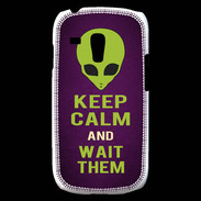 Coque Samsung Galaxy S3 Mini Keep Calm and Wait Alien Violet