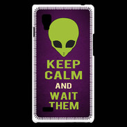 Coque LG Optimus L9 Keep Calm and Wait Alien Violet