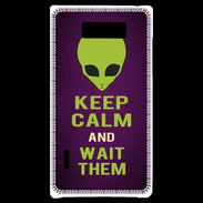 Coque LG Optimus L7 Keep Calm and Wait Alien Violet