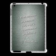 Coque iPad 2/3 Jeuness folie Vert Citation Oscar Wilde