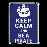Coque iPad 2/3 Keep Calm Be a Pirate Bleu