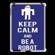 Coque iPad 2/3 Keep Calm Be a Robot Bleu