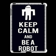 Coque iPad 2/3 Keep Calm Be a Robot Noir